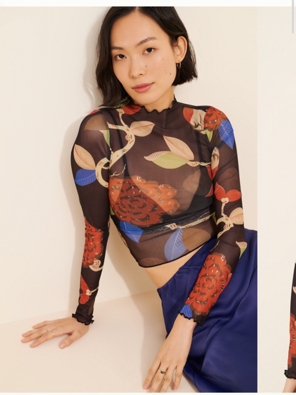 WRAY NYC - Maya Long Sleeve Mesh Top, Size M